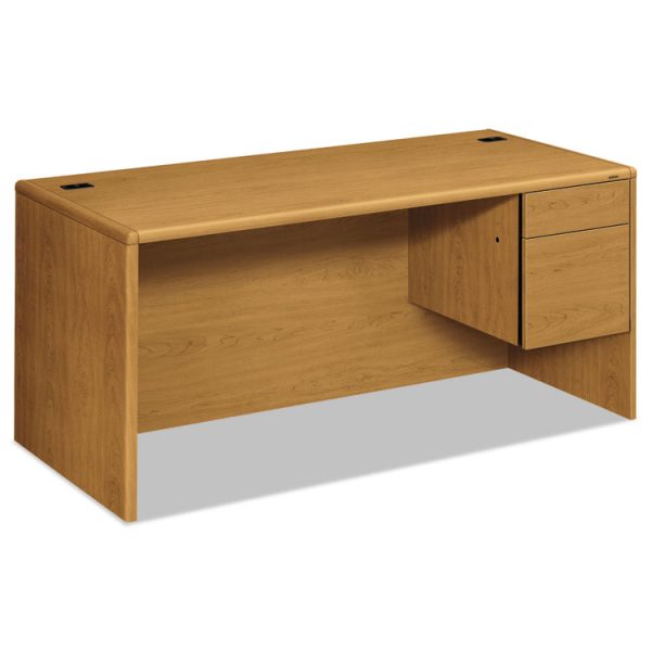10700 Series "l" Workstation Desk With Three-Quarter Height Pedestal On Right, 66" X 30" X 29.5", Harvest