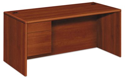 10700 Series “l” Workstation Desk With Three-Quarter Height Pedestal On Left, 66″ X 30″ X 29.5″, Cognac