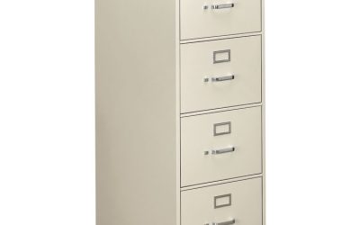 310 Series Vertical File, 4 Legal-Size File Drawers, Light Gray, 18.25″ X 26.5″ X 52″