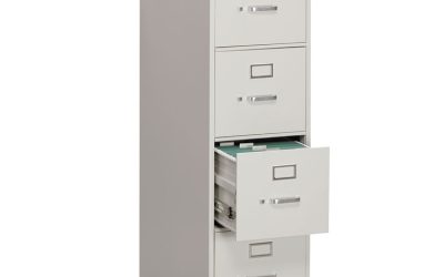 310 Series Vertical File, 4 Letter-Size File Drawers, Light Gray, 15″ X 26.5″ X 52″
