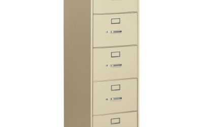310 Series Vertical File, 5 Legal-Size File Drawers, Putty, 18.25″ X 26.5″ X 60″