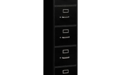 310 Series Vertical File, 5 Legal-Size File Drawers, Black, 18.25″ X 26.5″ X 60″