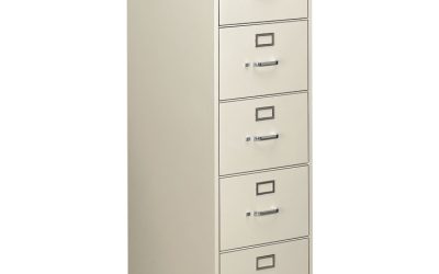 310 Series Vertical File, 5 Legal-Size File Drawers, Light Gray, 18.25″ X 26.5″ X 60″
