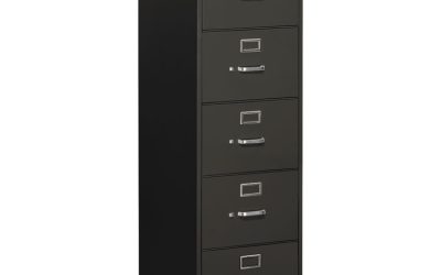 310 Series Vertical File, 5 Legal-Size File Drawers, Charcoal, 18.25″ X 26.5″ X 60″