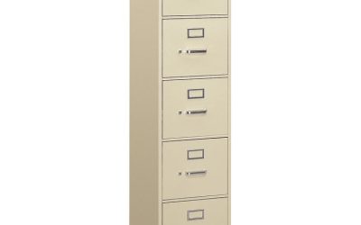 310 Series Vertical File, 5 Letter-Size File Drawers, Putty, 15″ X 26.5″ X 60″