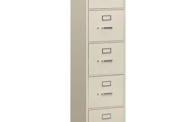 310 Series Vertical File, 5 Letter-Size File Drawers, Light Gray, 15″ X 26.5″ X 60″