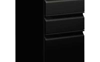 Brigade Mobile Pedestal With Pencil Tray Insert, Left Or Right, 3-Drawers: Box/box/file, Letter, Black, 15″ X 19.88″ X 28″
