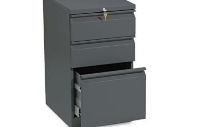 Brigade Mobile Pedestal With Pencil Tray Insert, Left/right, 3-Drawers: Box/box/file, Letter, Charcoal, 15″ X 19.88″ X 28″
