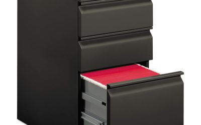 Brigade Mobile Pedestal With Pencil Tray Insert, Left/right, 3-Drawers: Box/box/file, Letter, Charcoal, 15″ X 22.88″ X 28″