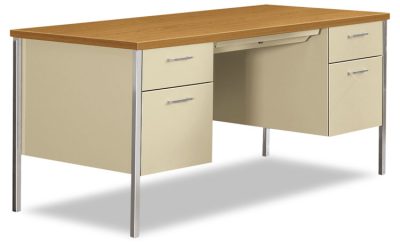 34000 Series Double Pedestal Desk, 60″ X 30″ X 29.5″, Harvest/putty
