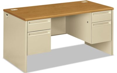 38000 Series Double Pedestal Desk, 60″ X 30″ X 29.5″, Harvest/putty