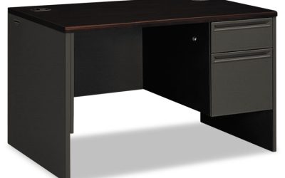 38000 Series Right Pedestal Desk, 48″ X 30″ X 29.5″, Mahogany/charcoal