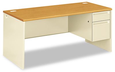 38000 Series Right Pedestal Desk, 66″ X 30″ X 29.5″, Harvest/putty
