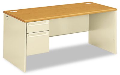 38000 Series Left Pedestal Desk, 66″ X 30″ X 29.5″, Harvest/putty