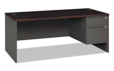 38000 Series Right Pedestal Desk, 72″ X 36″ X 29.5″, Mahogany/charcoal