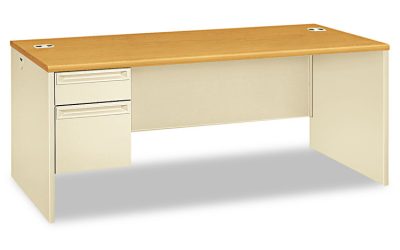 38000 Series Left Pedestal Desk, 72″ X 36″ X 29.5″, Harvest/putty