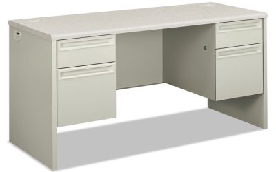 38000 Series Kneespace Credenza, 60w X 24d X 29.5h, Silver Mesh/light Gray