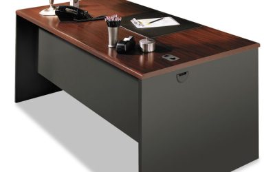 38000 Series Desk Shell, 60″ X 30″ X 29.5″, Mahogany/charcoal