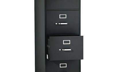 510 Series Vertical File, 4 Legal-Size File Drawers, Black, 18.25″ X 25″ X 52″