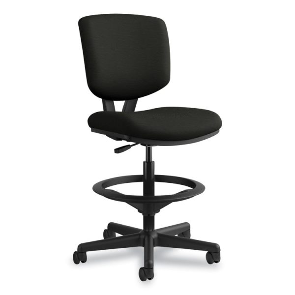 Volt Series Leather Adjustable Task Stool, Supports Up To 275 Lb, 22.88" To 32.38" Seat Height, Black - Image 3