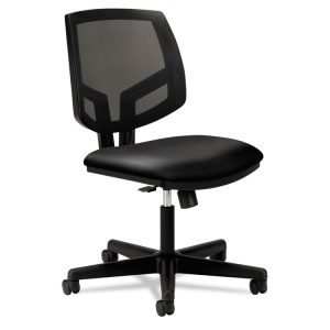 Volt Series Mesh Back Leather Task Chair With Synchro-Tilt, Supports Up To 250 Lb, 18.13" To 22.38" Seat Height, Black