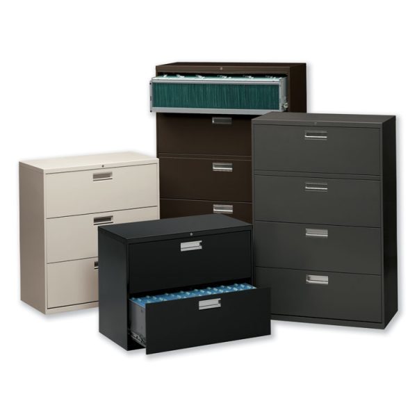 Brigade 600 Series Lateral File, 4 Legal/letter-Size File Drawers, 1 Roll-Out File Shelf, Putty, 36" X 18" X 64.25" - Image 2