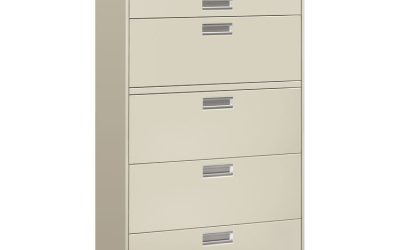 Brigade 600 Series Lateral File, 4 Legal/letter-Size File Drawers, 1 Roll-Out File Shelf, Light Gray, 36″ X 18″ X 64.25″