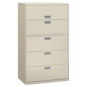 Brigade 600 Series Lateral File, 4 Legal/letter-Size File Drawers, 1 Roll-Out File Shelf, Light Gray, 42" X 18" X 64.25"