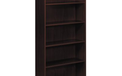 94000 Series Five-Shelf Bookcase, 35.75w x 14.31d x 78.25h, Mahogany