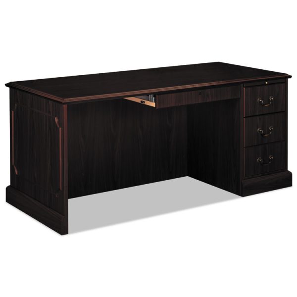 94000 Series "l" Workstation Desk For Return On Left, 66" X 30" X 29.5", Mahogany