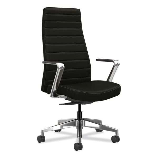 Cofi Executive High Back Chair, Supports Up to 300 lb, 15.5 to 20.5 Seat Height, Black Seat/Back, Polished Aluminum Base - Image 3