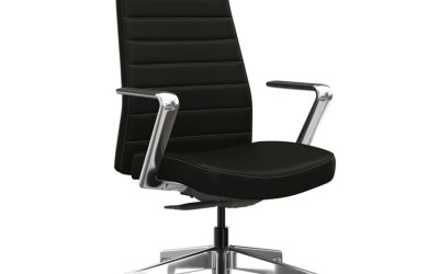 Cofi Executive High Back Chair, Supports Up to 300 lb, 15.5 to 20.5 Seat Height, Black Seat/Back, Polished Aluminum Base