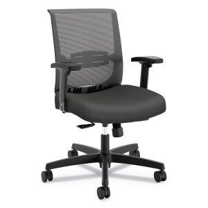 Convergence Mid-Back Task Chair, Synchro-Tilt And Seat Glide, Supports Up To 275 Lb, Iron Ore Seat, Black Back/base