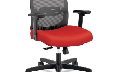 Convergence Mid-Back Task Chair, Synchro-Tilt And Seat Glide, Supports Up To 275 Lb, Red Seat, Black Back/base