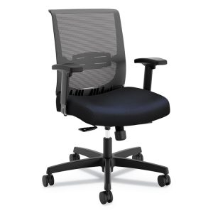 Convergence Mid-Back Task Chair, Synchro-Tilt And Seat Glide, Supports Up To 275 Lb, Navy Seat, Black Back/base