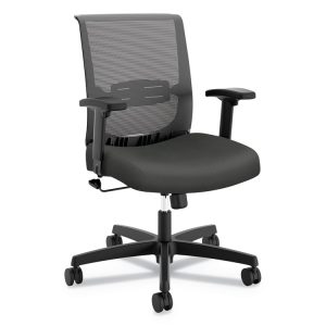 Convergence Mid-Back Task Chair, Swivel-Tilt, Supports Up To 275 Lb, 16.5" To 21" Seat Height, Iron Ore Seat, Black Back/base