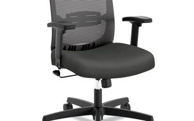Convergence Mid-Back Task Chair, Swivel-Tilt, Supports Up To 275 Lb, 16.5″ To 21″ Seat Height, Iron Ore Seat, Black Back/base