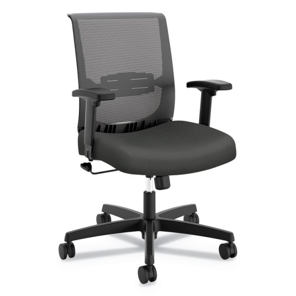 Convergence Mid-Back Task Chair, Swivel-Tilt, Supports Up To 275 Lb, 16.5" To 21" Seat Height, Iron Ore Seat, Black Back/base