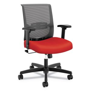 Convergence Mid-Back Task Chair, Swivel-Tilt, Supports Up To 275 Lb, 16.5" To 21" Seat Height, Red Seat, Black Back/base