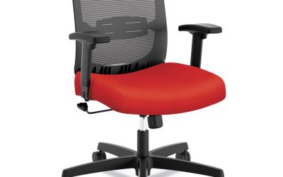 Convergence Mid-Back Task Chair, Swivel-Tilt, Supports Up To 275 Lb, 16.5″ To 21″ Seat Height, Red Seat, Black Back/base