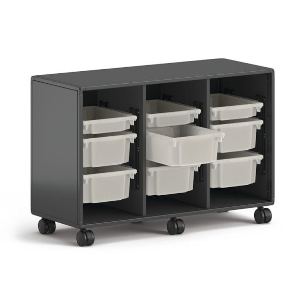 Class-ifi Tote Storage Cabinet, Three-Wide, 46.63" x 18.75" x 31.38", Charcoal Gray - Image 4
