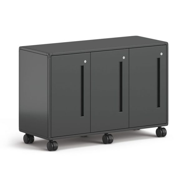 Class-ifi Tote Storage Cabinet, Three-Wide, 46.63" x 18.75" x 31.38", Charcoal Gray - Image 3