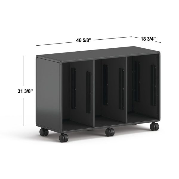 Class-ifi Tote Storage Cabinet, Three-Wide, 46.63" x 18.75" x 31.38", Charcoal Gray - Image 2