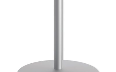 Between Round Disc Base for 30″ Table Tops, 27.79″ High, Textured Silver