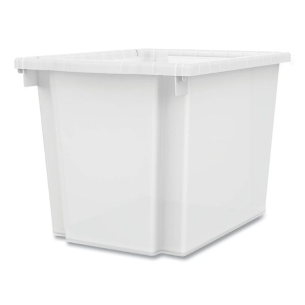 Flagship Storage Bins, 1 Section, 12.75" x 16" x 12", Translucent White - Image 4