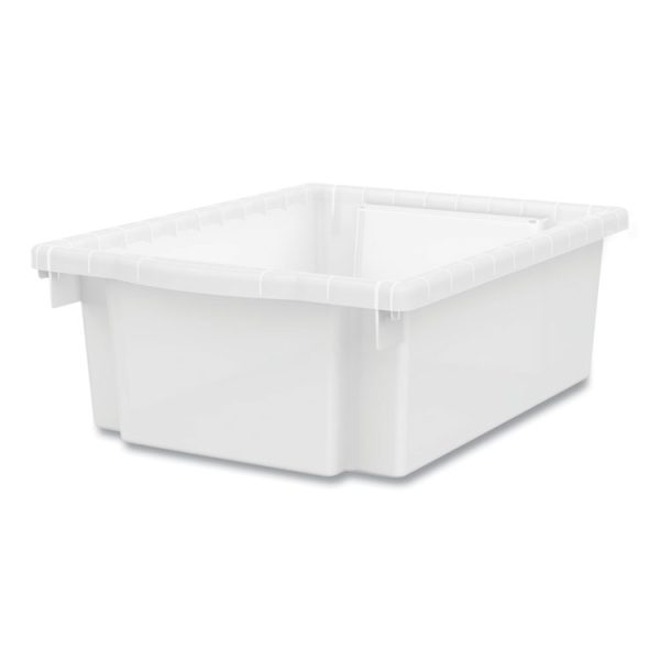 Flagship Storage Bins, 1 Section, 12.75" x 16" x 6", Translucent White - Image 3