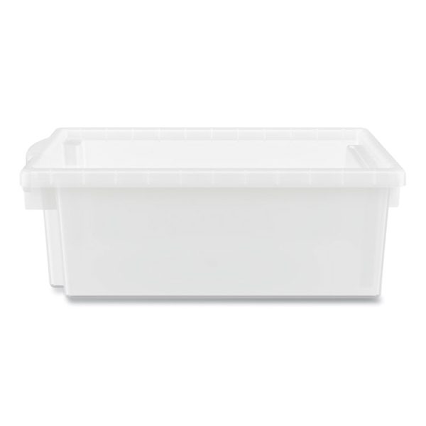 Flagship Storage Bins, 1 Section, 12.75" x 16" x 6", Translucent White - Image 4