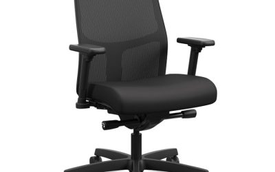 Ignition 2.0 4-Way Stretch Mid-Back Mesh Task Chair, Supports 300 lb, 17″ to 21″ Seat Height, Black Seat/Back, Black Base