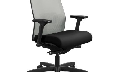 Ignition 2.0 4-Way Stretch Mid-Back Mesh Task Chair, Adjustable Lumbar Support, Black Seat, Fog Back, Black Base
