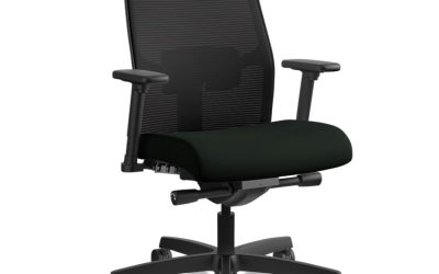 Ignition 2.0 4-Way Stretch Mid-Back Mesh Task Chair, Adjustable Lumbar Support, Black Seat/Back, Black Base